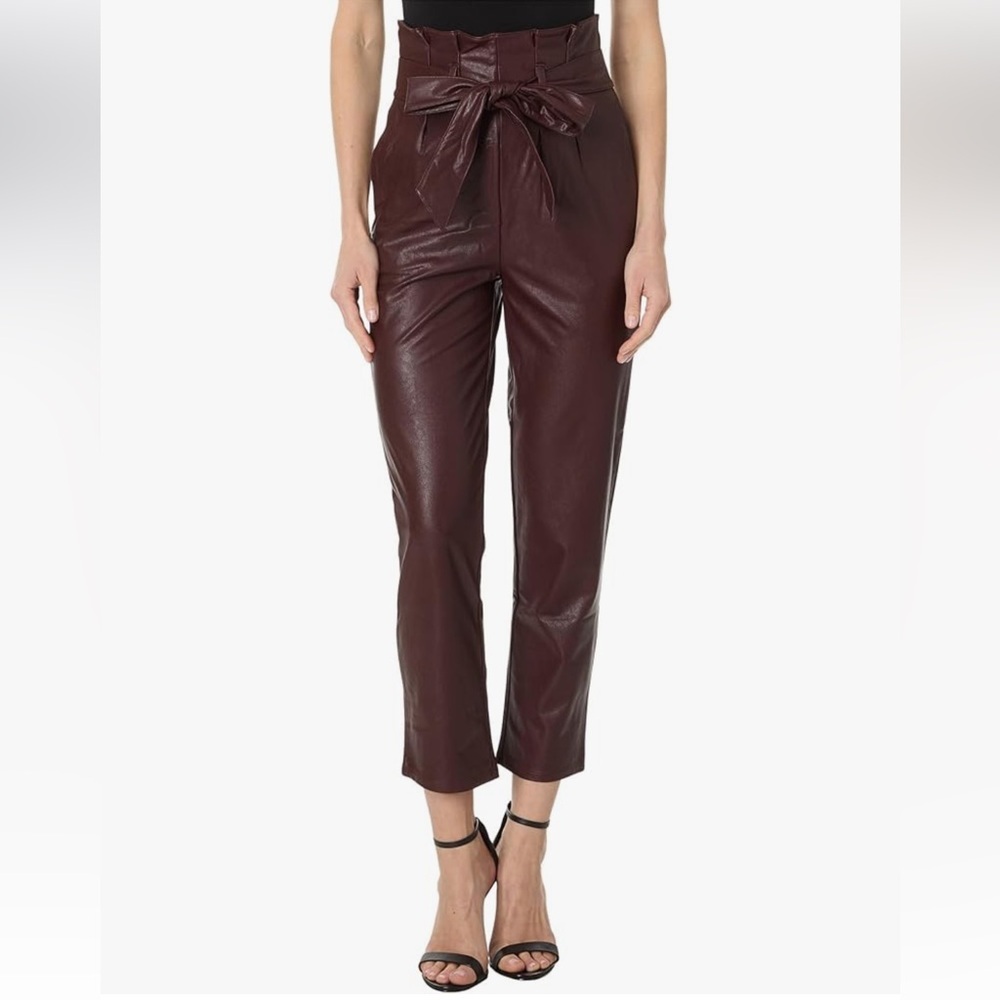 Commando Pants Womens XL Oxblood High Rise Faux Leather Paperbag